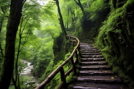 雨后山林雨后潮湿的山林背景