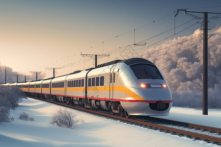 火车高铁地铁冬天行驶的火车背景
