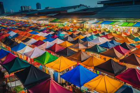 五颜六色的夜市帐篷背景图片