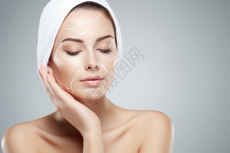 抗衰护理女性面部皮肤护理背景
