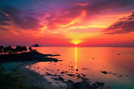 日落宁静的海岛风景图片
