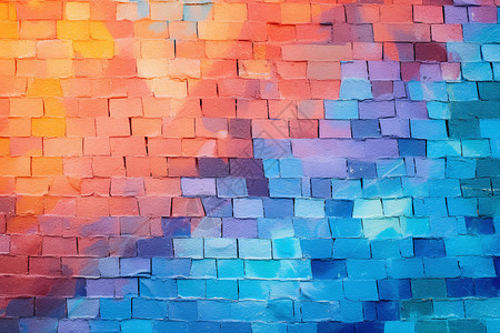 彩绘建筑绘制的彩色壁画的墙壁背景