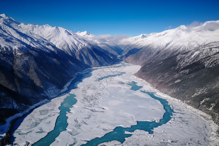 雪山河流风景图片