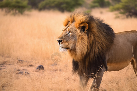 野生动物草原上的雄狮高清图片