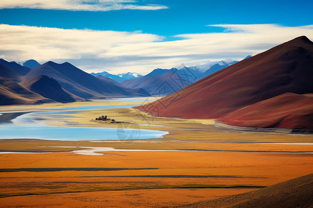 高原河流景观背景图片