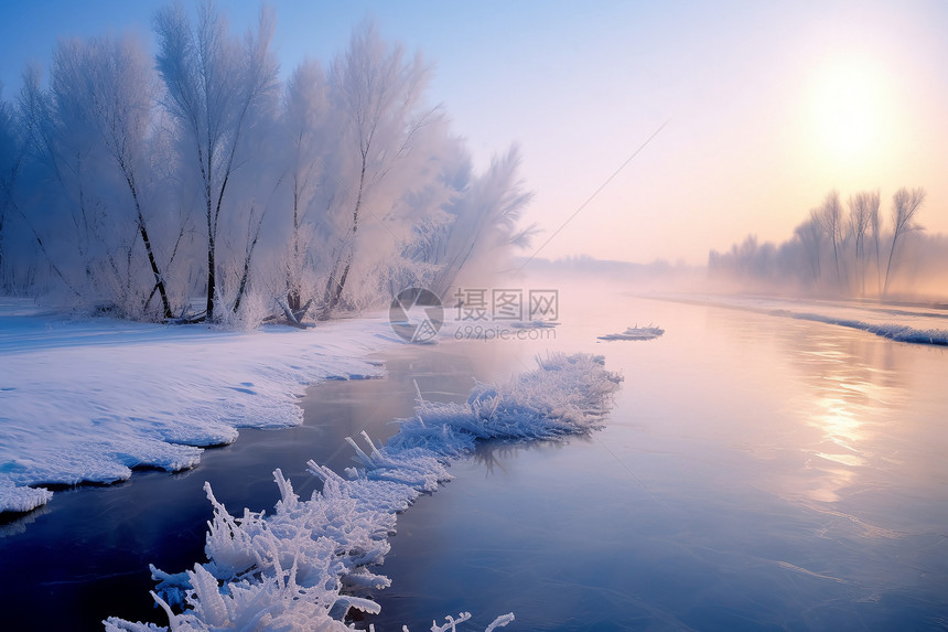 冬天河流美景图片