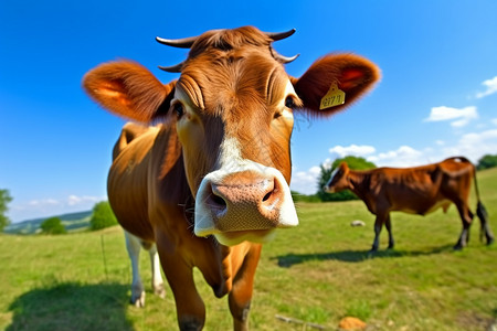 棕色奶牛农场草原畜牧业背景图片