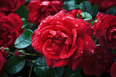浓艳的红玫瑰背景