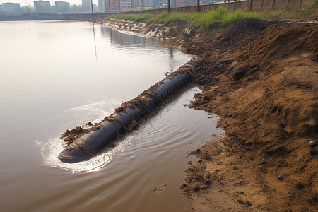 水体治理被污染的河水背景