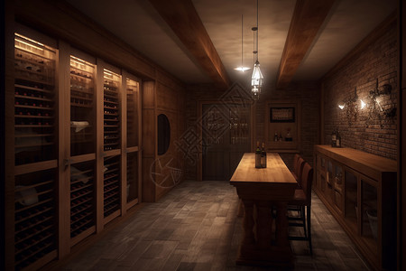 木质的酒窖图片