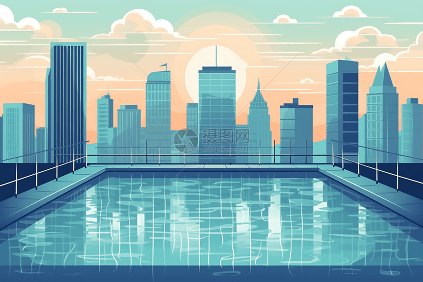 城市屋顶泳池图片
