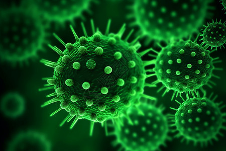 生物体内的绿色病毒高清图片