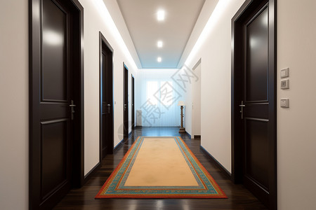现代木门空旷的酒店走廊设计图片