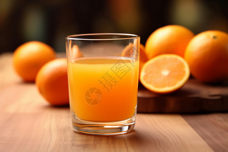 一杯新鲜的橙汁背景图片
