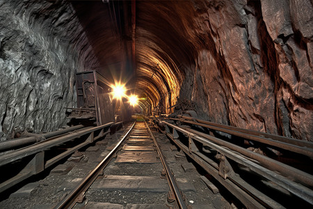 地下矿场运输轨道图片