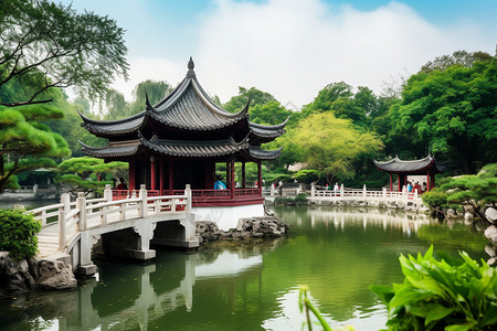 中国园林景观历史古建筑的园林景观背景