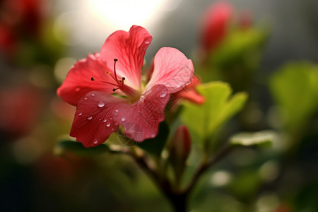 闪闪发光雨大雨过后绽放的花朵背景