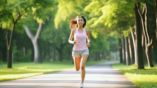 女性户外跑步锻炼图片