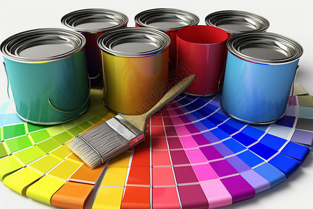 颜色搭配色卡色卡和颜料罐设计图片
