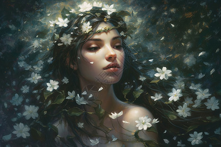 茉莉花包围的仙女背景图片