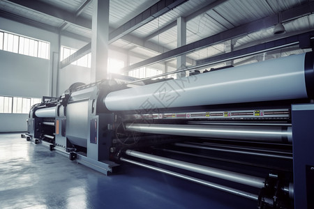 印刷厂崭新的机械设备背景图片