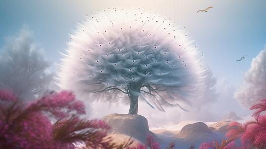 华丽美丽的雾树背景图片