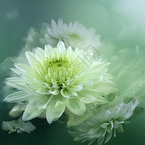 透明的水晶荧光菊花图片