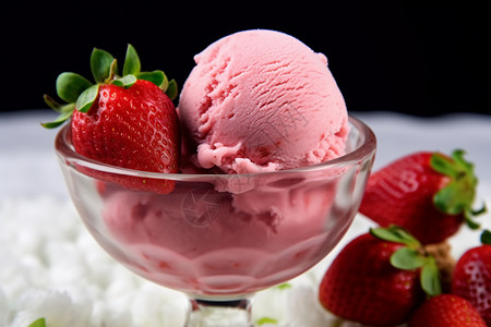 杯子里的草莓冰淇淋背景图片