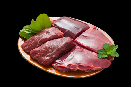 盘子中的猪肉和牛肉图片