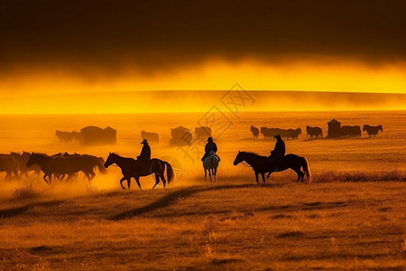 蒙古草原的美景背景图片