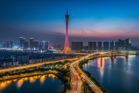 繁华的城市夜景背景图片