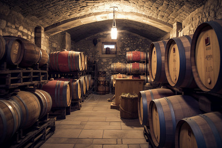 酒厂的葡萄酒窖背景图片