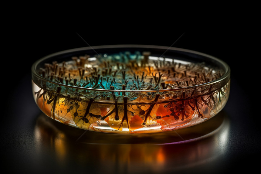 生长细菌菌落的培养皿图片