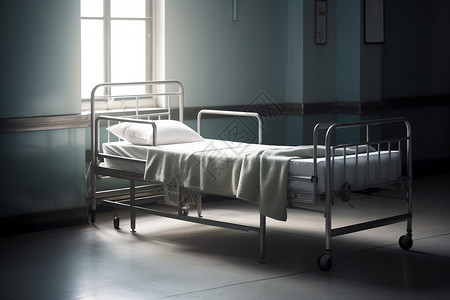 病区病房和一张病床背景