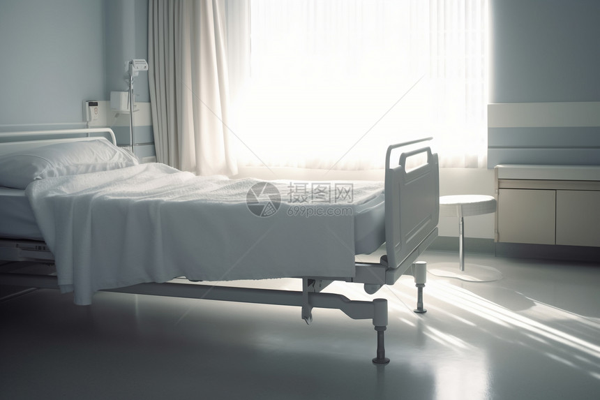 病房和一张整齐的病床图片