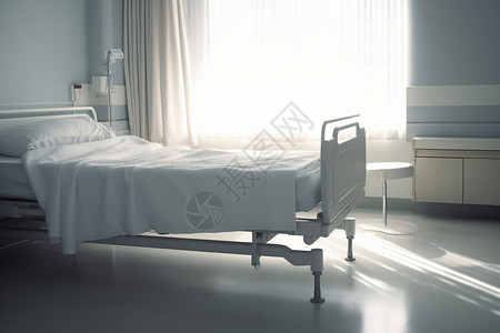 病区病房和一张整齐的病床背景