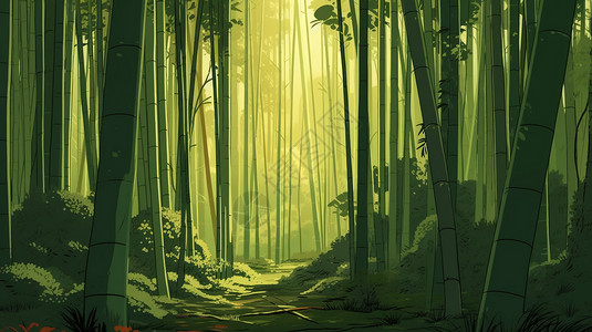 翠绿茂密的竹林背景图片