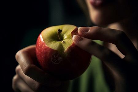 削苹果的女人高清图片