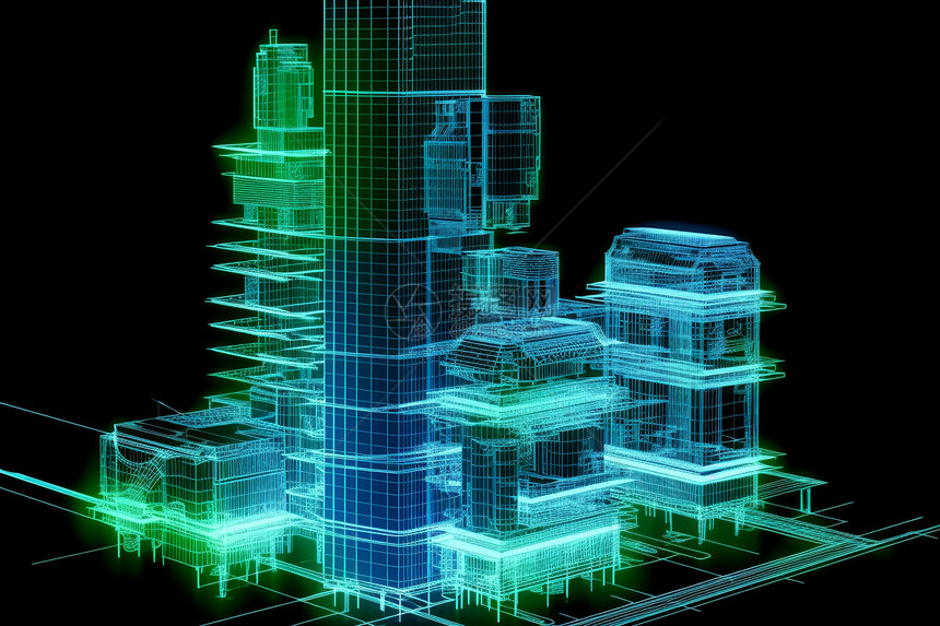 建筑绿色技术全息模型图片