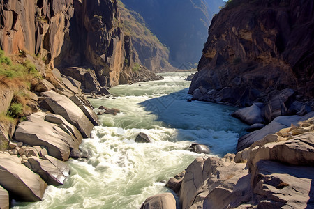 峡谷湍急的河流图片