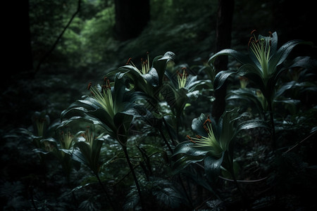 森林里的百合花图片