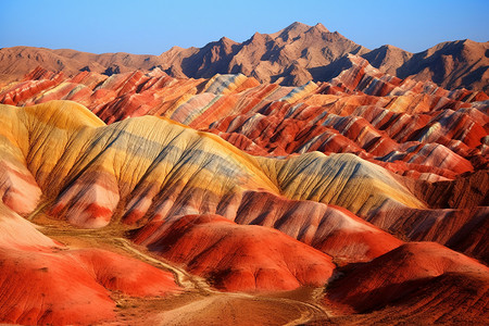 彩色丘陵丹霞地貌丘陵背景