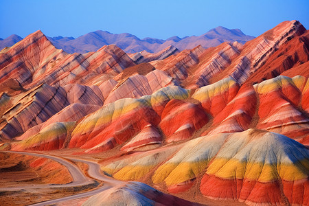 土层剖面彩色的山坡丘陵背景