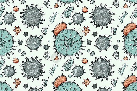 冠状病毒细胞无缝图案图片