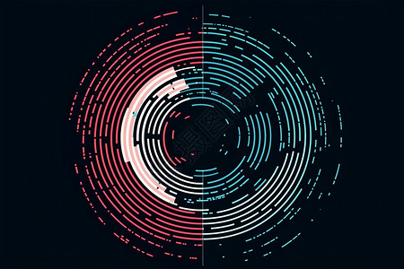 红白线条抽象线条圆形插图设计图片