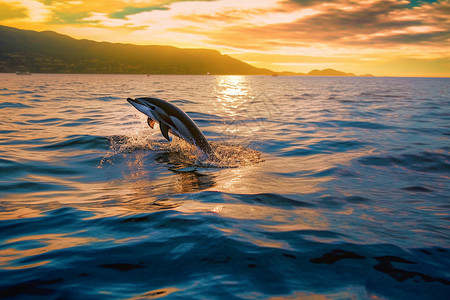 海洋中的野生海豚图片