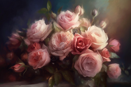 一束玫瑰的数字绘画背景图片