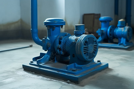 水泵设备素材蓝色水泵插画