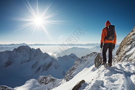 雪山登顶背景图片