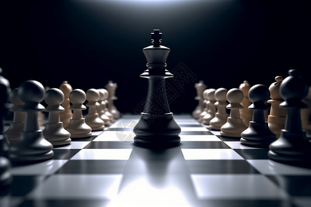黑白国际象棋博弈概念设计图片